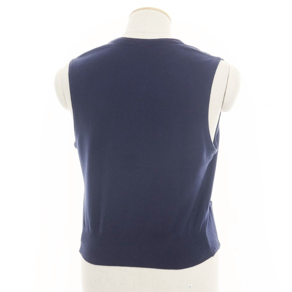 【中古】グランサッソ GRAN SASSO ハイゲージコットン ジレ ニットベスト ネイビー【 44 】【 状態ランクC 】【 メンズ 】