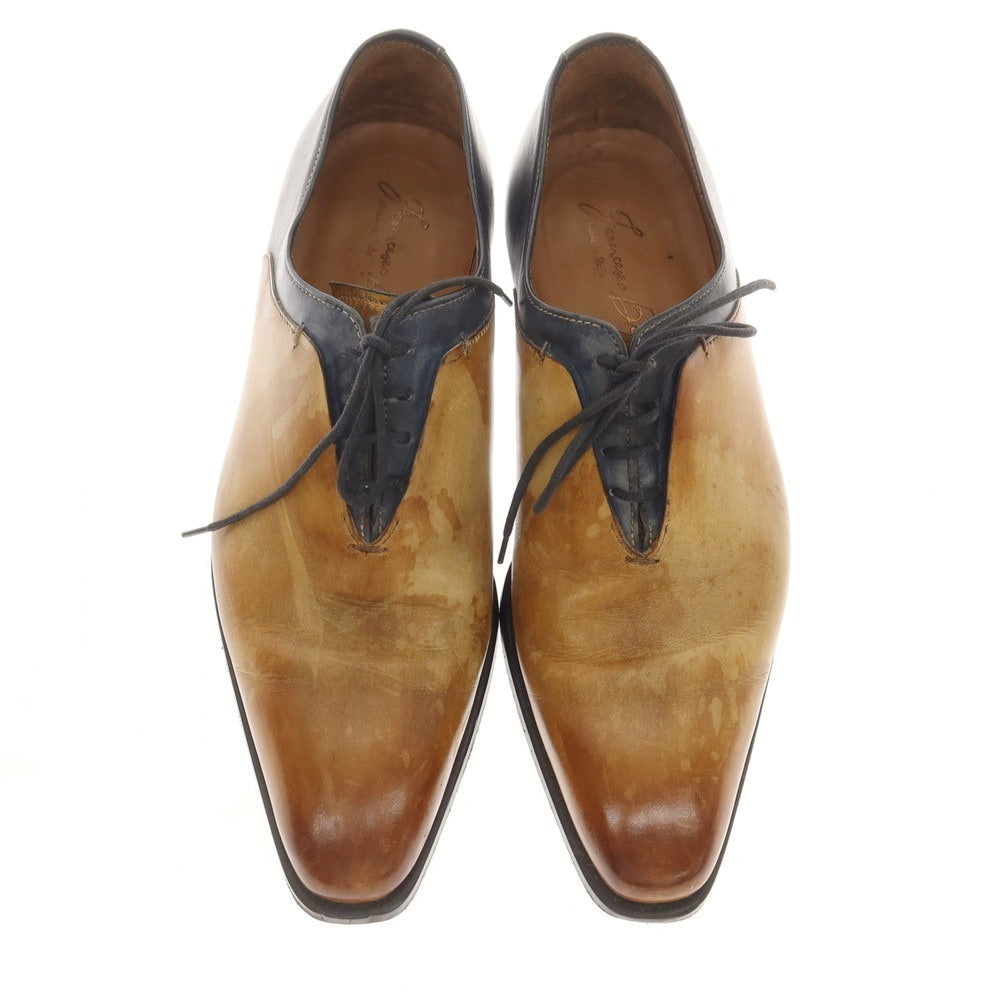 [Used] FRANCESCO BENIGNO Plain Toe Dress Shoes Light Brown x Navy [7] [Condition Rank D] [Men&