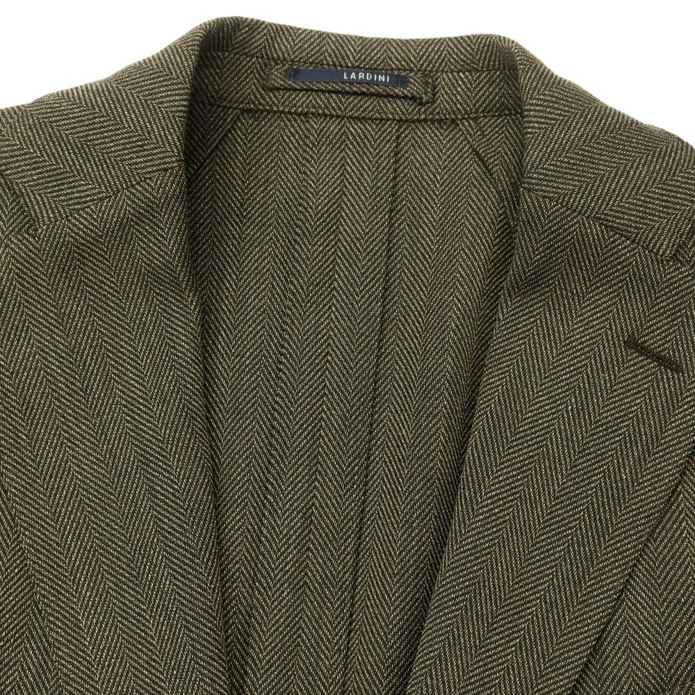 [Used] LARDINI Polyester wool herringbone tailored jacket, dark khaki [44] [Condition rank A] [Men&