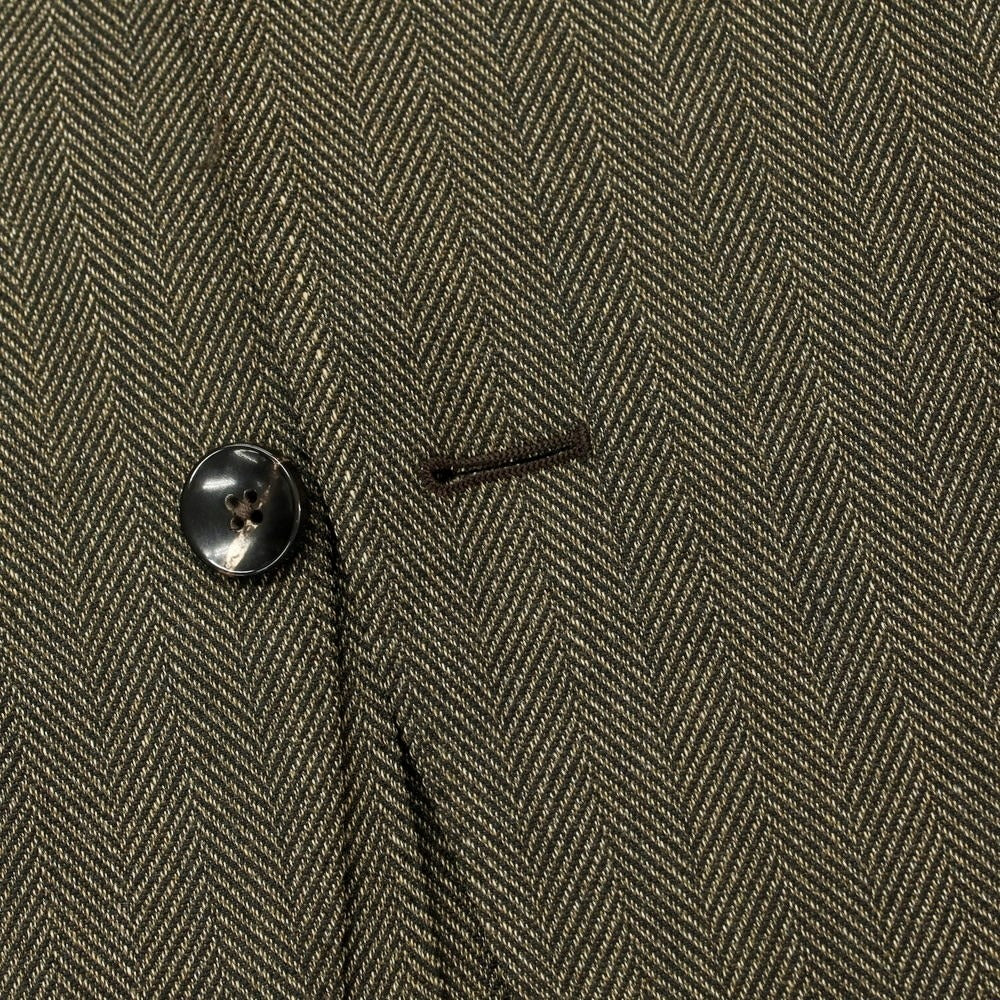 [Used] LARDINI Polyester wool herringbone tailored jacket, dark khaki [44] [Condition rank A] [Men&