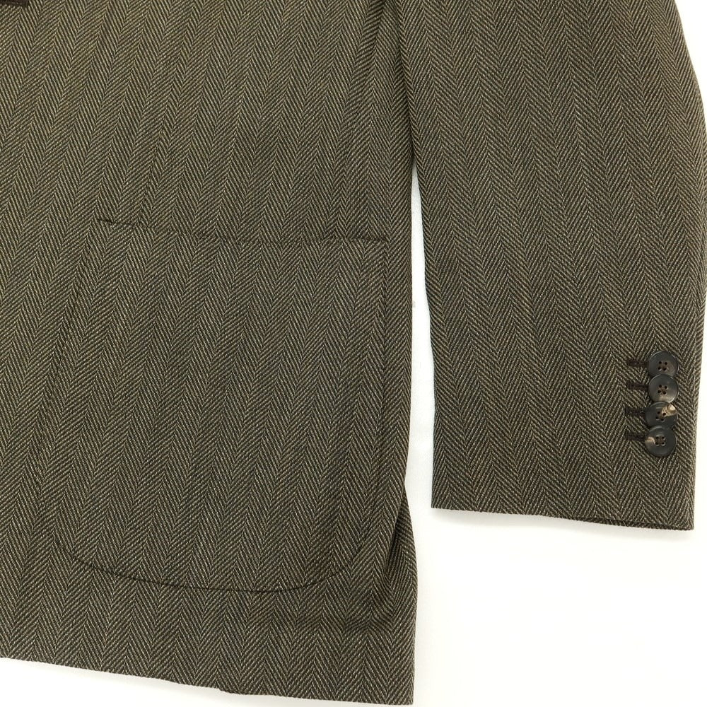 [Used] LARDINI Polyester wool herringbone tailored jacket, dark khaki [44] [Condition rank A] [Men&