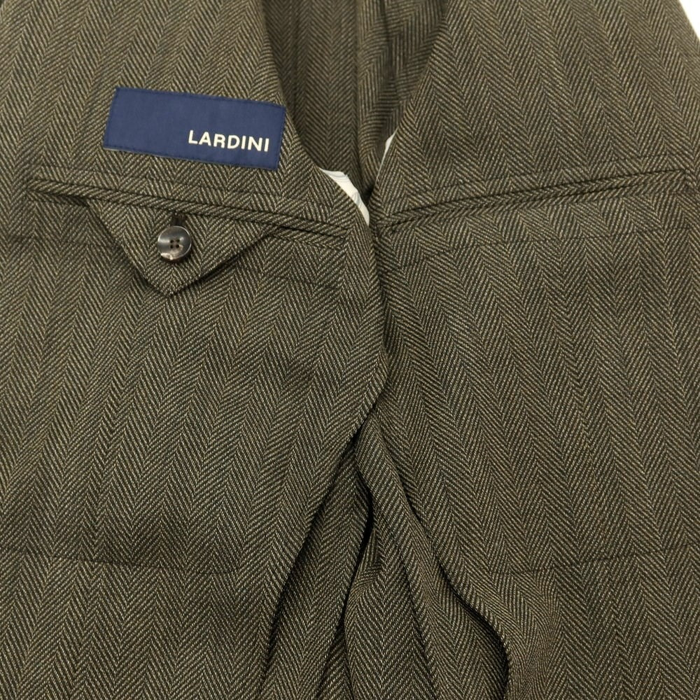 [Used] LARDINI Polyester wool herringbone tailored jacket, dark khaki [44] [Condition rank A] [Men&