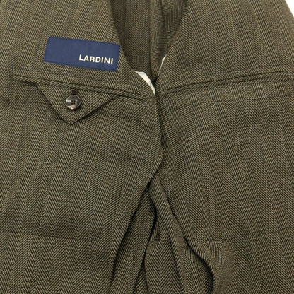 [Used] LARDINI Polyester wool herringbone tailored jacket, dark khaki [44] [Condition rank A] [Men&