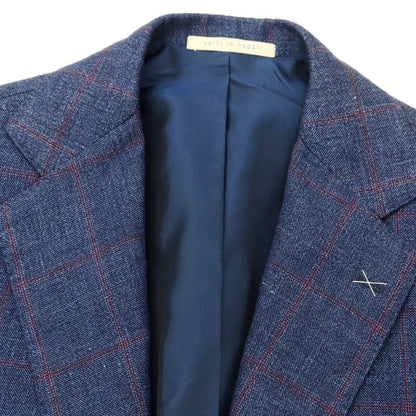 [Used] DE PETRILLO Linen Cotton Check Tailored Jacket Navy x Red [44] [Condition Rank A] [Men&