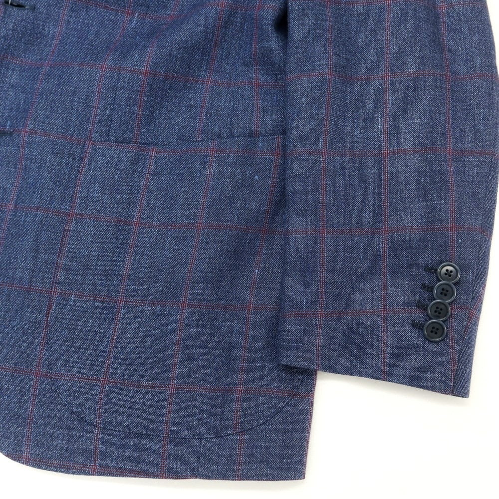 [Used] DE PETRILLO Linen Cotton Check Tailored Jacket Navy x Red [44] [Condition Rank A] [Men&