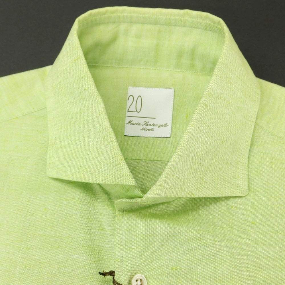 [Used] Maria Santangelo Linen Cotton Pullover Casual Shirt Light Green [Size 38] [GRN] [S/S] [Condition Rank C] [Men&