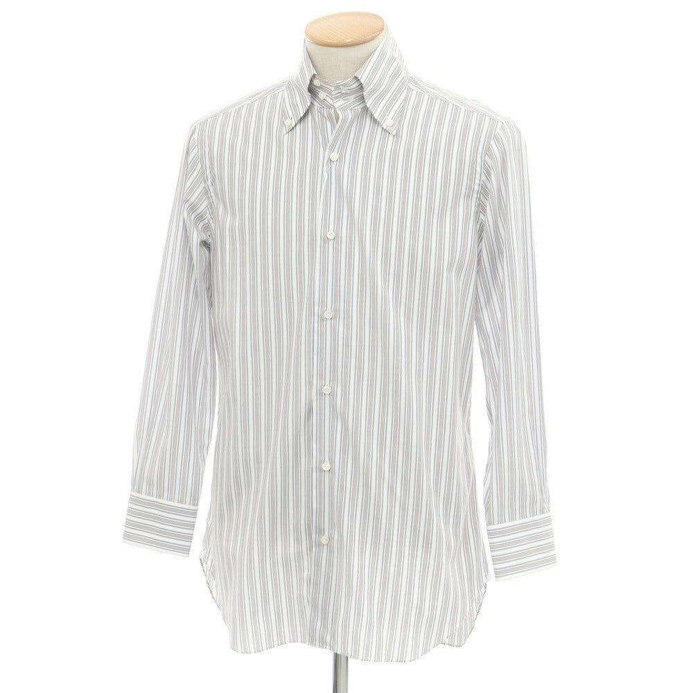 [Used] BARBA Cotton Button-down Dress Shirt White x Brown x Blue [Size 38] [WHT] [S/S/A/W] [Condition Rank B] ​​[Men&