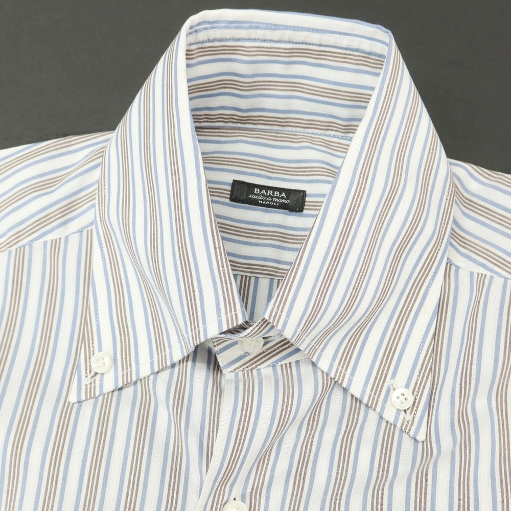 [Used] BARBA Cotton Button-down Dress Shirt White x Brown x Blue [Size 38] [WHT] [S/S/A/W] [Condition Rank B] ​​[Men&