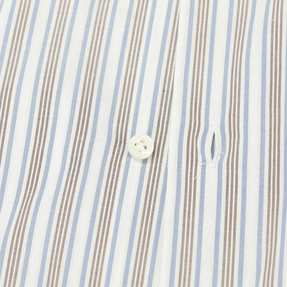 [Used] BARBA Cotton Button-down Dress Shirt White x Brown x Blue [Size 38] [WHT] [S/S/A/W] [Condition Rank B] ​​[Men&