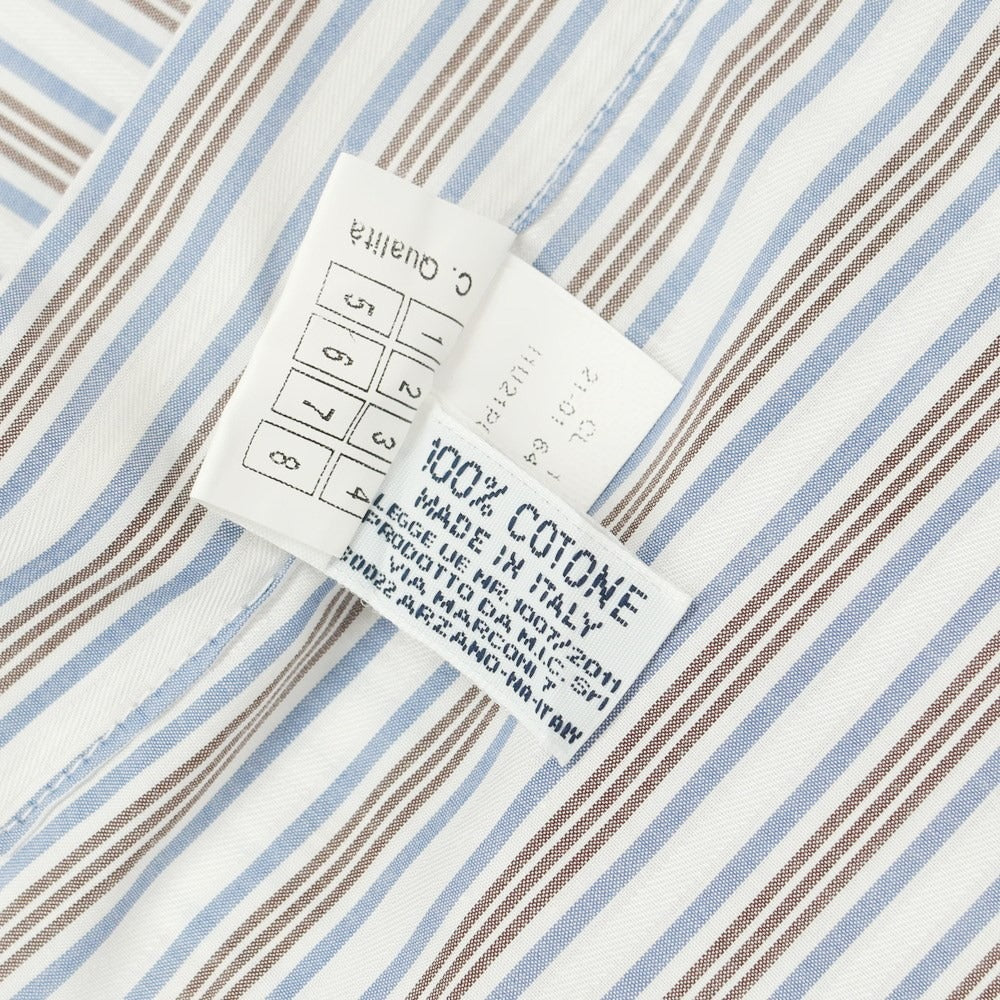 [Used] BARBA Cotton Button-down Dress Shirt White x Brown x Blue [Size 38] [WHT] [S/S/A/W] [Condition Rank B] ​​[Men&