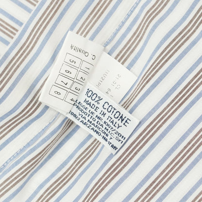 [Used] BARBA Cotton Button-down Dress Shirt White x Brown x Blue [Size 38] [WHT] [S/S/A/W] [Condition Rank B] ​​[Men&