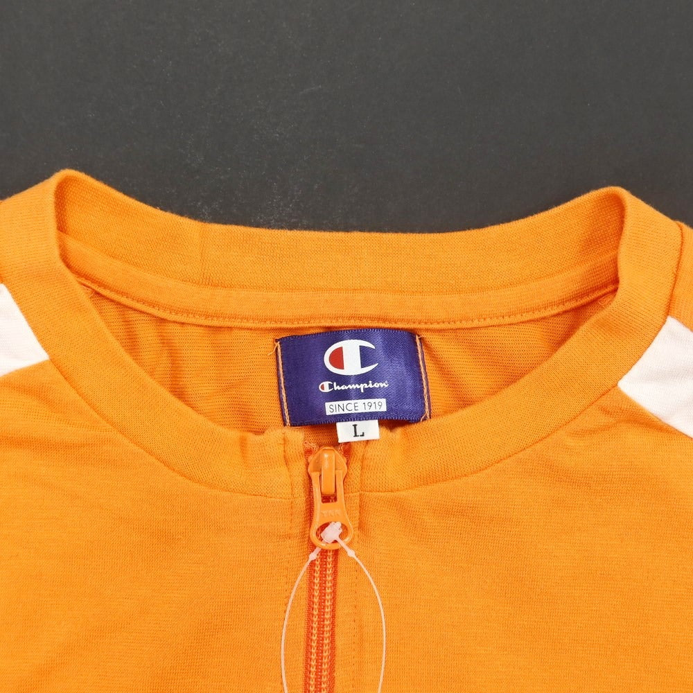 [Used] Champion High Gauge Cotton Polyester Half Zip Short Sleeve T-Shirt Orange [L] [Condition Rank B] [Men&