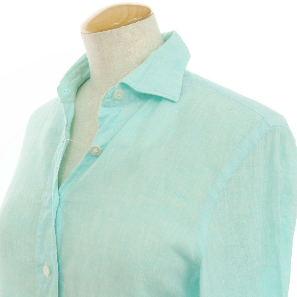 [Used] Finamore Linen Wide Collar Casual Shirt Emerald Green [42] [Condition Rank C] [Women&