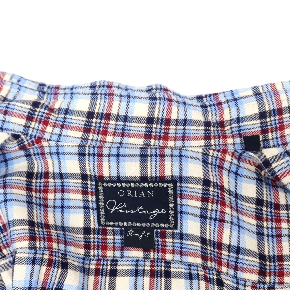 [Used] ORIAN Cotton Check Wide Collar Casual Shirt Ivory x Blue [S] [Condition Rank B] ​​[Men&