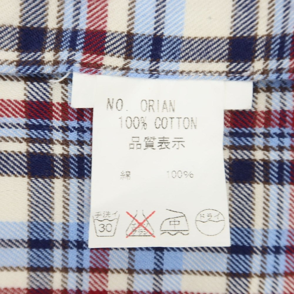 [Used] ORIAN Cotton Check Wide Collar Casual Shirt Ivory x Blue [S] [Condition Rank B] ​​[Men&