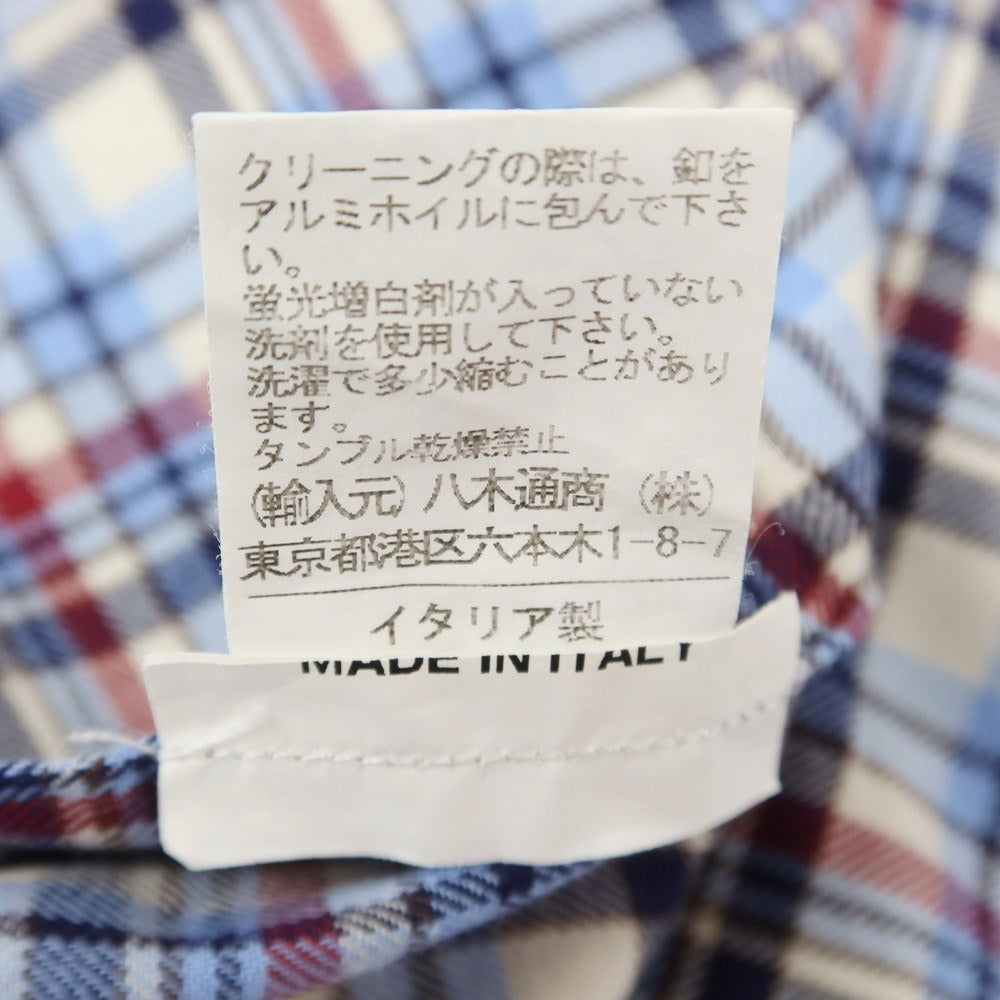 [Used] ORIAN Cotton Check Wide Collar Casual Shirt Ivory x Blue [S] [Condition Rank B] ​​[Men&