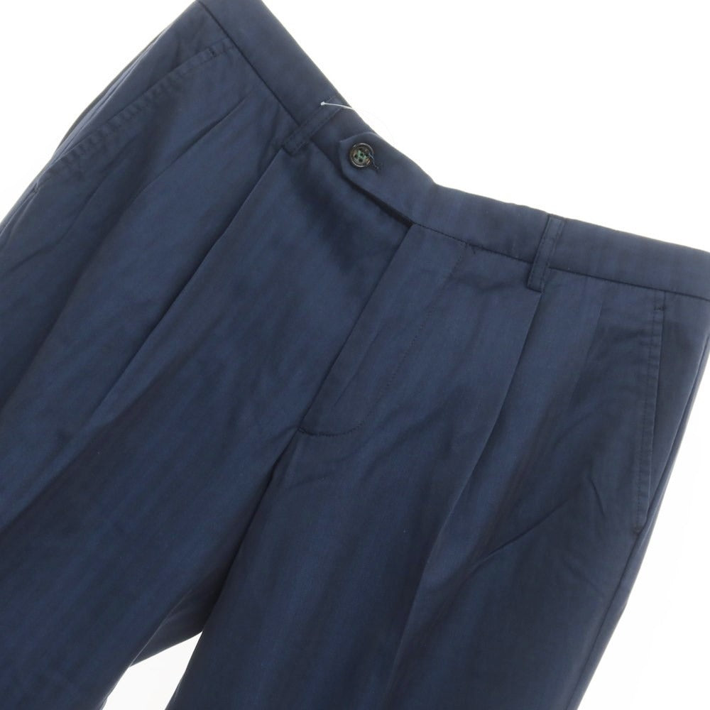 [Used] BERWICH Cotton Two-Pleated Slacks Pants Navy [48] [Condition Rank B] ​​[Men&