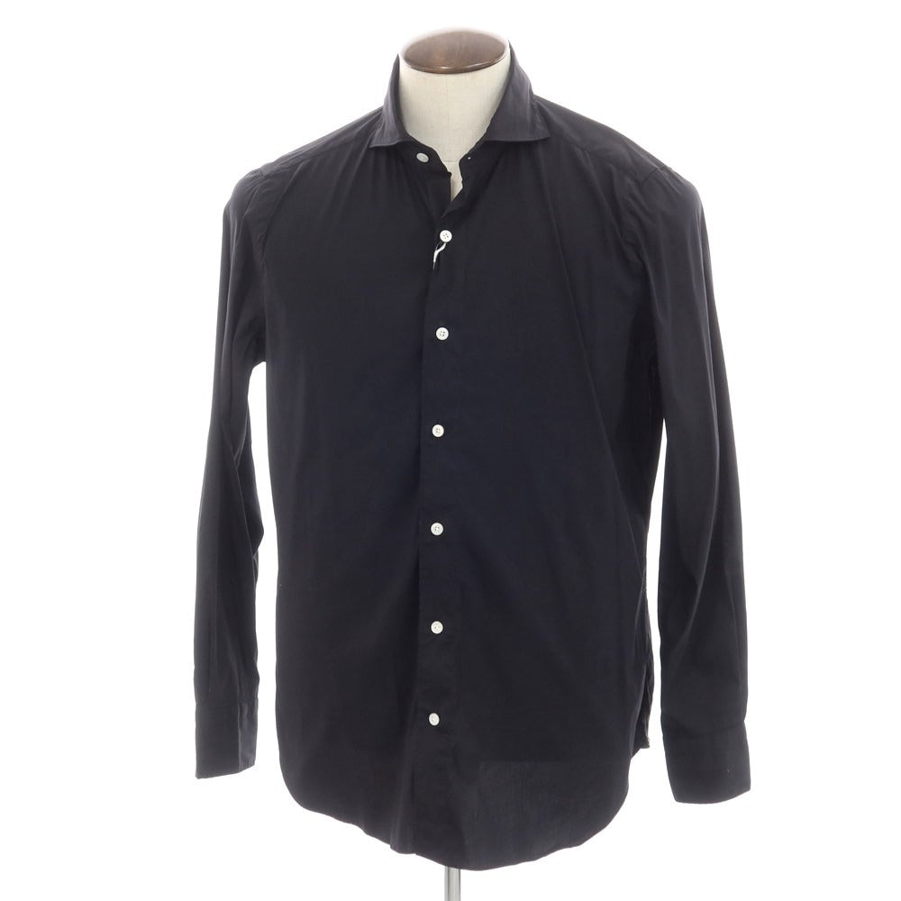 [Used] Finamore Cotton Polyester Horizontal Collar Casual Shirt Black [42] [Condition Rank A] [Men&