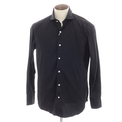 [Used] Finamore Cotton Polyester Horizontal Collar Casual Shirt Black [42] [Condition Rank A] [Men&