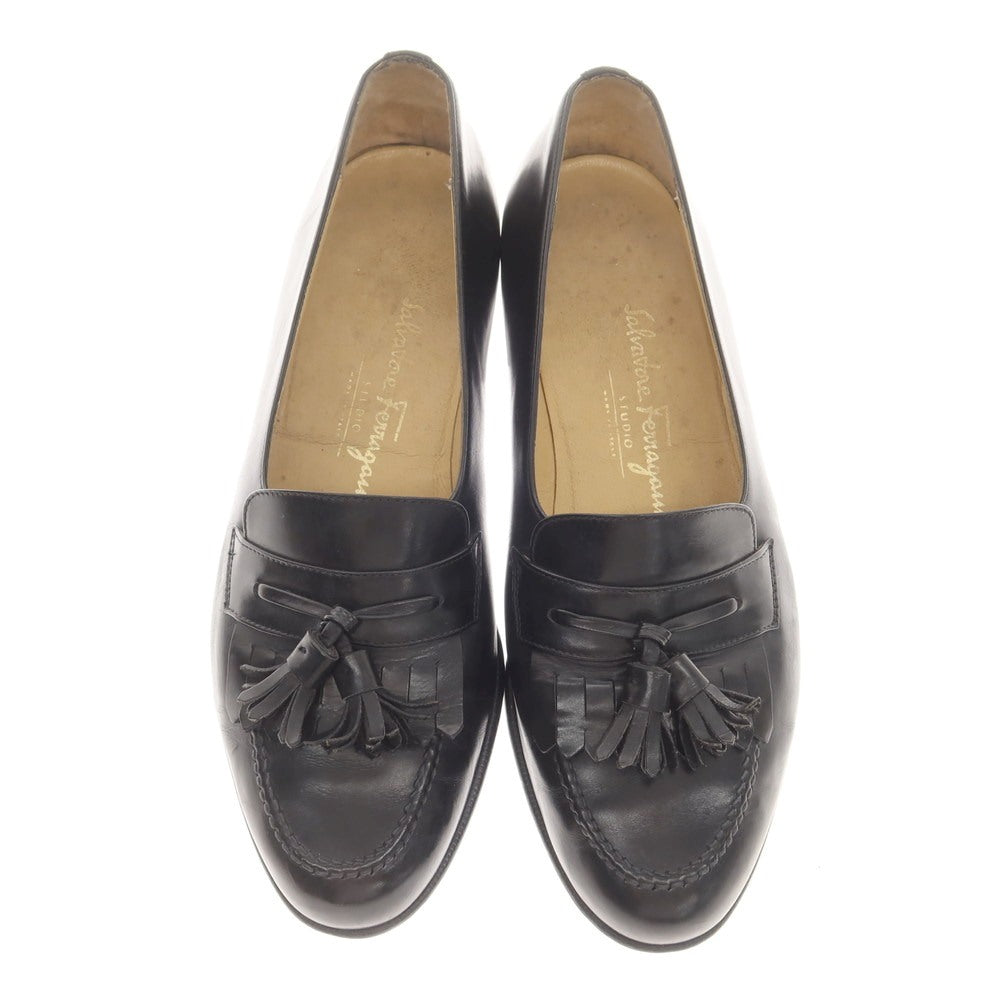 [Used] Salvatore Ferragamo Quilted Tassel Loafers Black [7.5] [Condition Rank C] [Men&