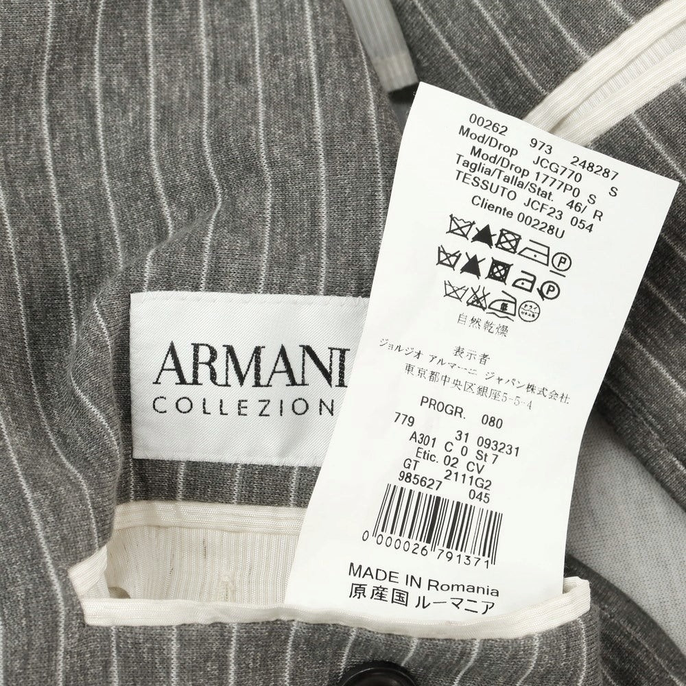 [Used] Armani Collezioni Jersey Cotton Striped Jacket Warm Gray x White [46] [Condition Rank B] ​​[Men&