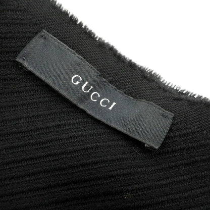 【中古】グッチ GUCCI ウールシルク ストール ブラックxライトブラウン【 状態ランクC 】【 メンズ 】