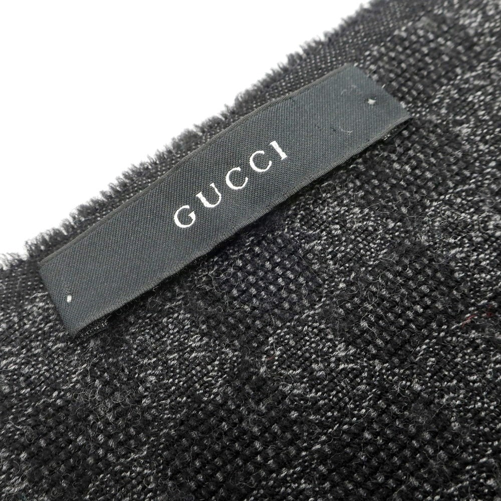 【中古】グッチ GUCCI ウール GG柄 ストール ブラックxグレー【 状態ランクC 】【 メンズ 】