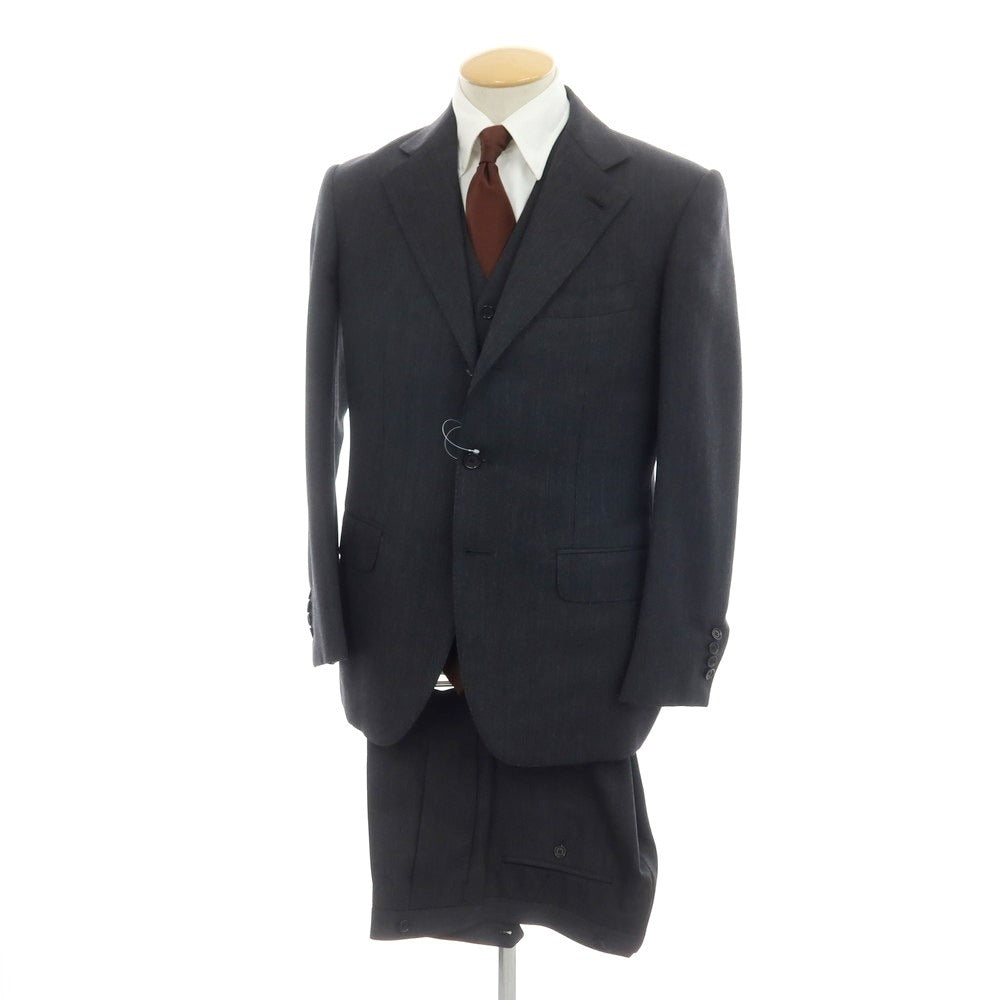 【中古】ヴィックテーラー VICK TAILOR ウール系 ヘリンボーン スリーピース 3つボタンスーツ ダークグレー【サイズ表記なし（M位）】【GRY】【A/W】【状態ランクC】【メンズ】