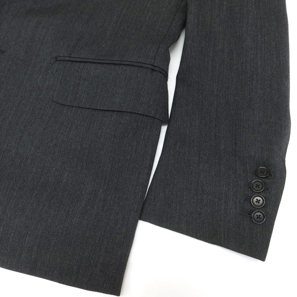 【中古】ヴィックテーラー VICK TAILOR ウール系 ヘリンボーン スリーピース 3つボタンスーツ ダークグレー【サイズ表記なし（M位）】【GRY】【A/W】【状態ランクC】【メンズ】