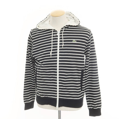 [Used] LACOSTE Cotton Striped Zip-up Hoodie Black x White [3] [Condition Rank C] [Men&