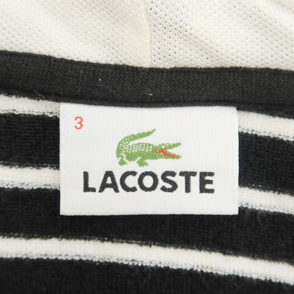 [Used] LACOSTE Cotton Striped Zip-up Hoodie Black x White [3] [Condition Rank C] [Men&