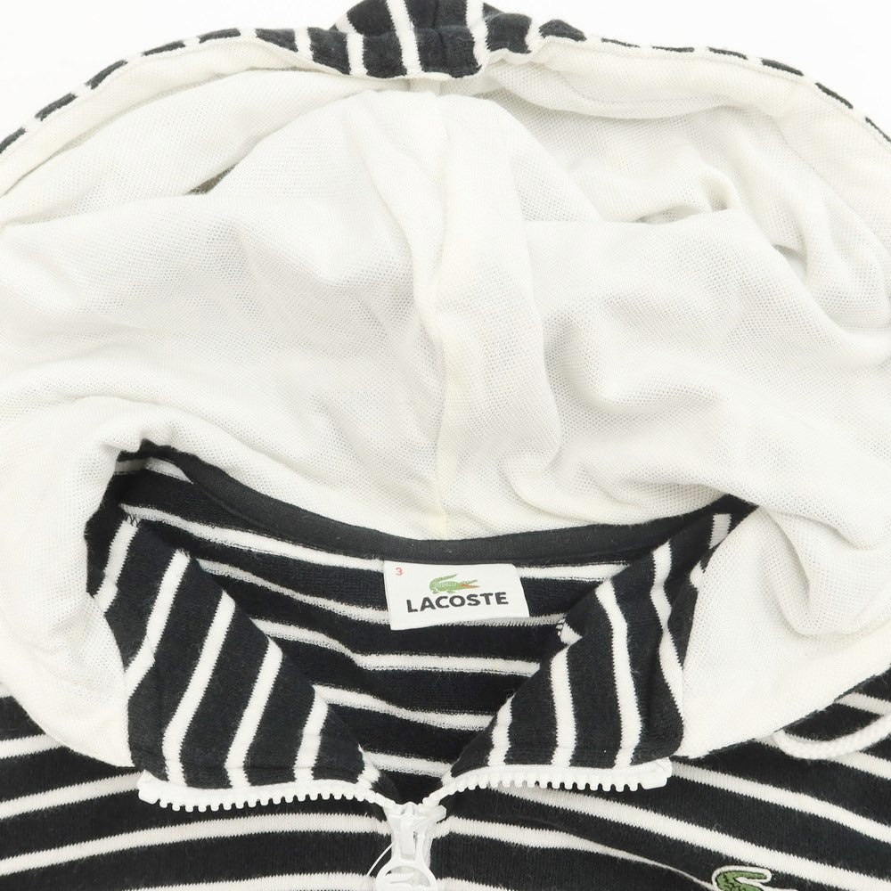 [Used] LACOSTE Cotton Striped Zip-up Hoodie Black x White [3] [Condition Rank C] [Men&