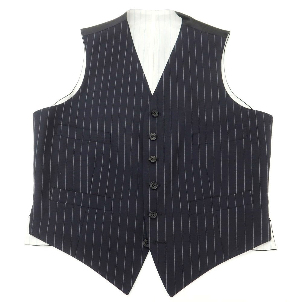 [Used] Batak House Cut Wool Striped Three-Piece Three-Button Suit Navy x Light Gray [38A] [Condition Rank D] [Men&