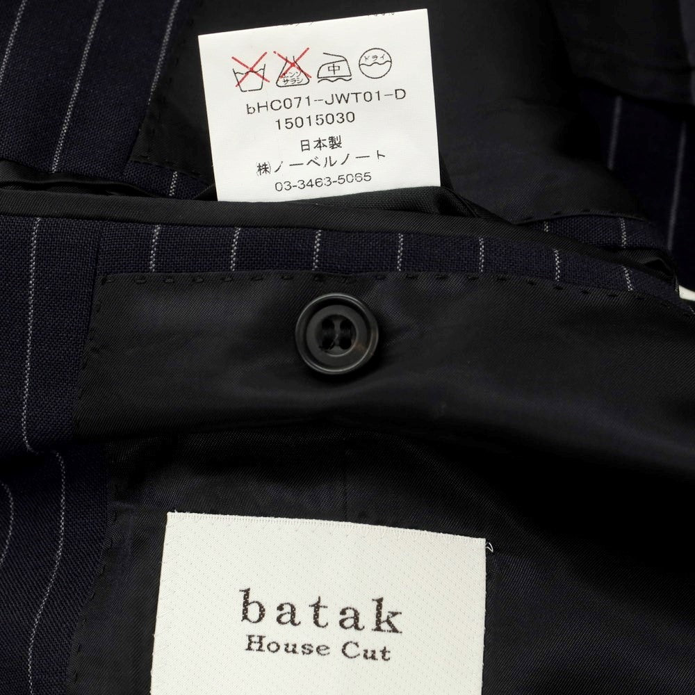 [Used] Batak House Cut Wool Striped Three-Piece Three-Button Suit Navy x Light Gray [38A] [Condition Rank D] [Men&