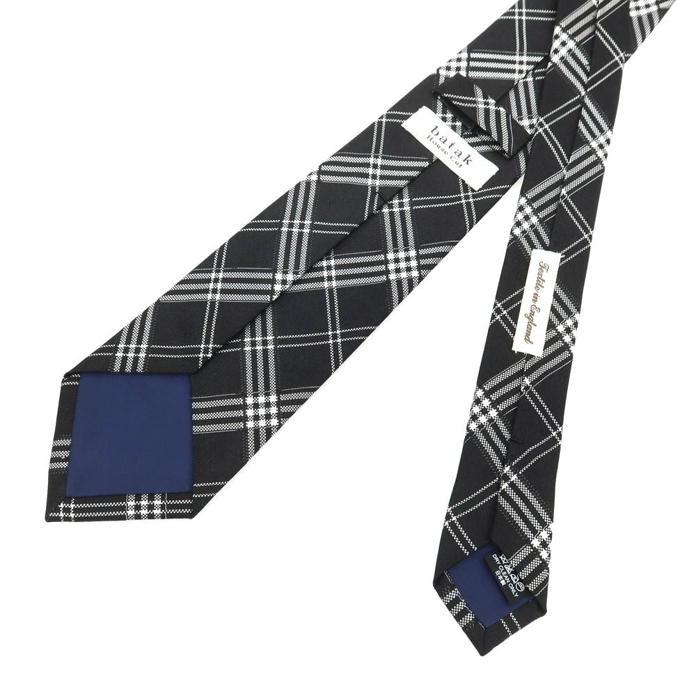 【中古】バタクハウスカット batak house cut シルク チェック柄ネクタイ ブラックxホワイト【 状態ランクB 】【 メンズ 】 [DPD]