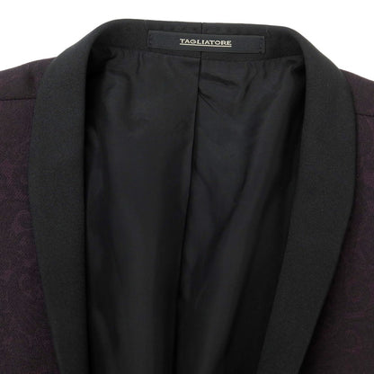 [Used] TAGLIATORE Stretch Wool Paisley Tuxedo Jacket Dark Purple x Black [50] [Condition Rank B] ​​[Men&