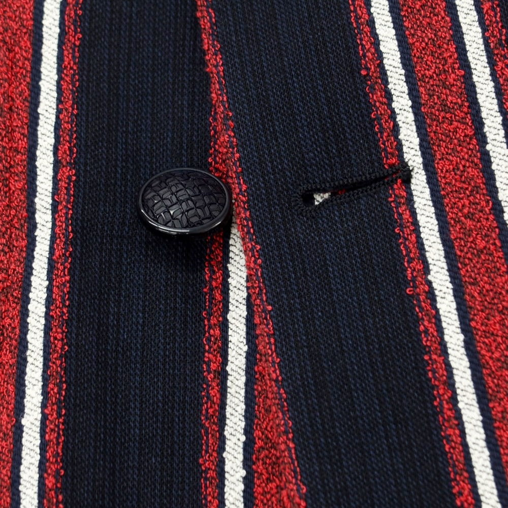 [Used] [Unused] TAGLIATORE Cotton Striped Double Breasted Jacket Dark Navy x Red [48] [Condition Rank S] [Men&