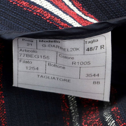 [Used] [Unused] TAGLIATORE Cotton Striped Double Breasted Jacket Dark Navy x Red [48] [Condition Rank S] [Men&