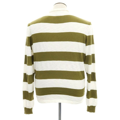 [Used] SCAGLIONE Cotton Nylon Striped Polo Knit White x Olive [Size not specified (L)] [GRN] [S/S] [Condition Rank C] [Men&