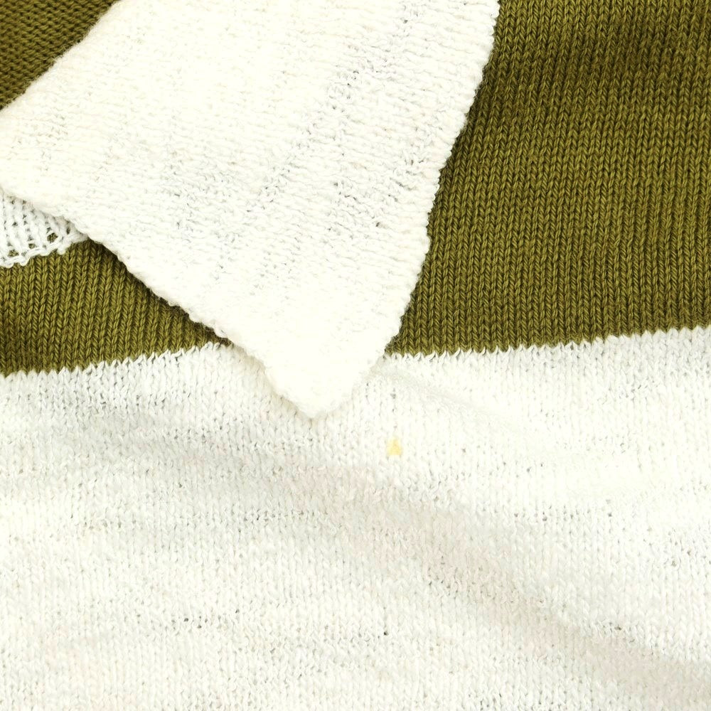 [Used] SCAGLIONE Cotton Nylon Striped Polo Knit White x Olive [Size not specified (L)] [GRN] [S/S] [Condition Rank C] [Men&