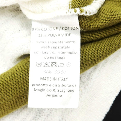 [Used] SCAGLIONE Cotton Nylon Striped Polo Knit White x Olive [Size not specified (L)] [GRN] [S/S] [Condition Rank C] [Men&