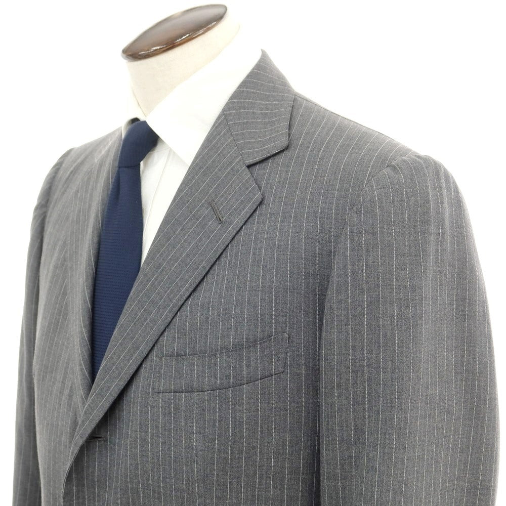 [Used] GIANNI CAMPAGNA Wool Striped 3-Button Suit Gray x White [50 Drop7R] [Condition Rank A] [Men&