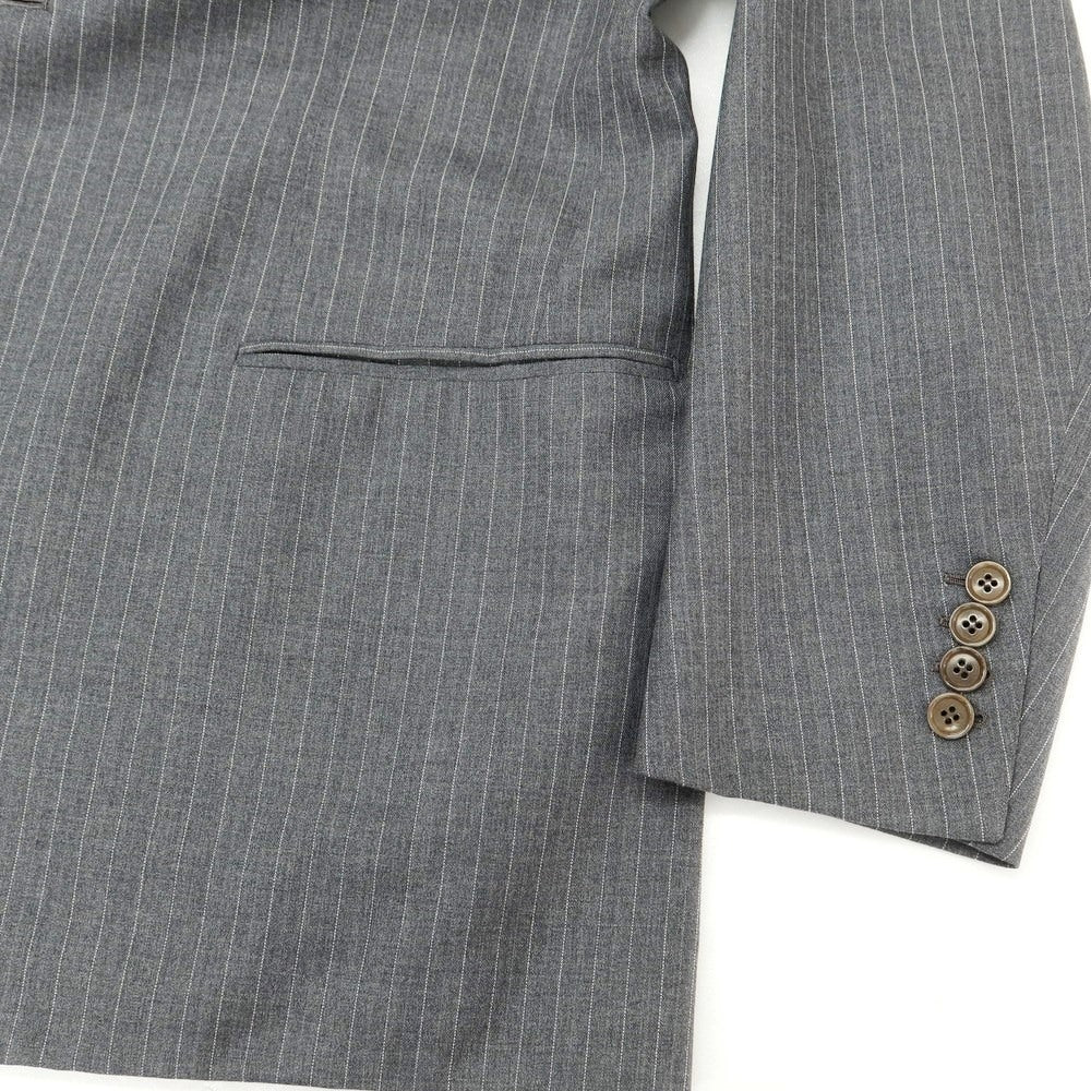 [Used] GIANNI CAMPAGNA Wool Striped 3-Button Suit Gray x White [50 Drop7R] [Condition Rank A] [Men&