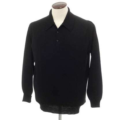 【中古】ジョンスメドレー JOHN SMEDLEY ハイゲージ ウール 長袖 ポロニット ブラック【サイズL】【BLK】【A/W】【状態ランクB】【メンズ】【759070】