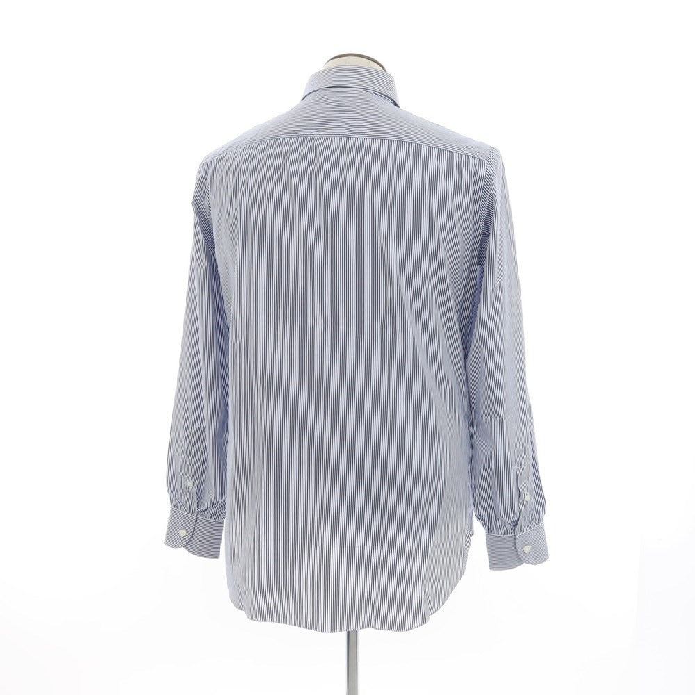 [Used] [Unused] Cesare Attolini Broad Cotton Striped Dress Shirt Navy x White [42] [Condition Rank S] [Men&