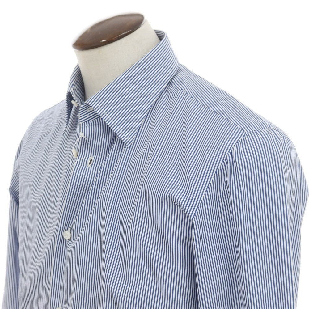 [Used] [Unused] Cesare Attolini Broad Cotton Striped Dress Shirt Navy x White [42] [Condition Rank S] [Men&