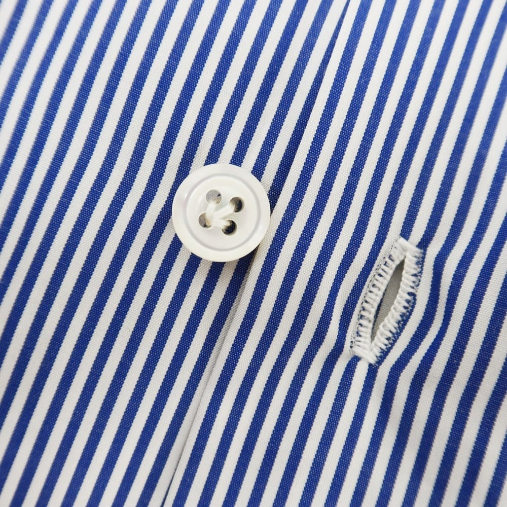 [Used] [Unused] Cesare Attolini Broad Cotton Striped Dress Shirt Navy x White [42] [Condition Rank S] [Men&