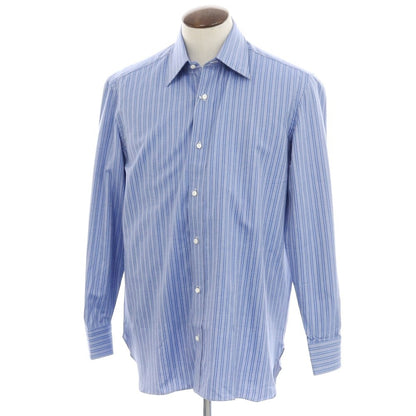 [Used] Luigi Borrelli Oxford cotton striped dress shirt, blue [41] [Condition rank A] [Men&