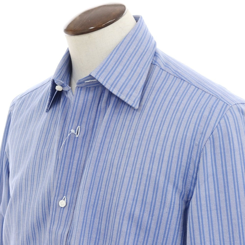 [Used] Luigi Borrelli Oxford cotton striped dress shirt, blue [41] [Condition rank A] [Men&