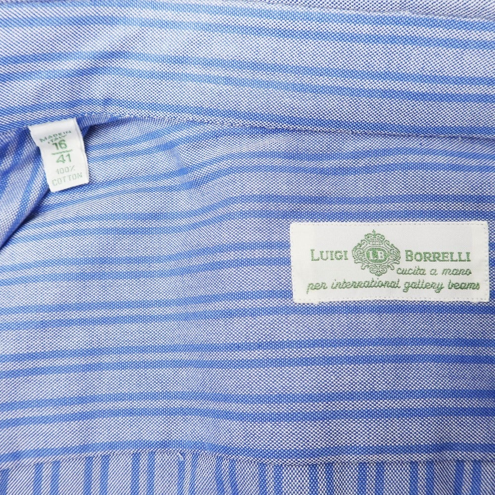 [Used] Luigi Borrelli Oxford cotton striped dress shirt, blue [41] [Condition rank A] [Men&